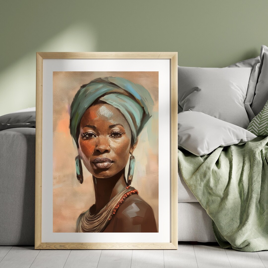 African Woman Portrait Art Print, Digital Download, Elegant Oil ...