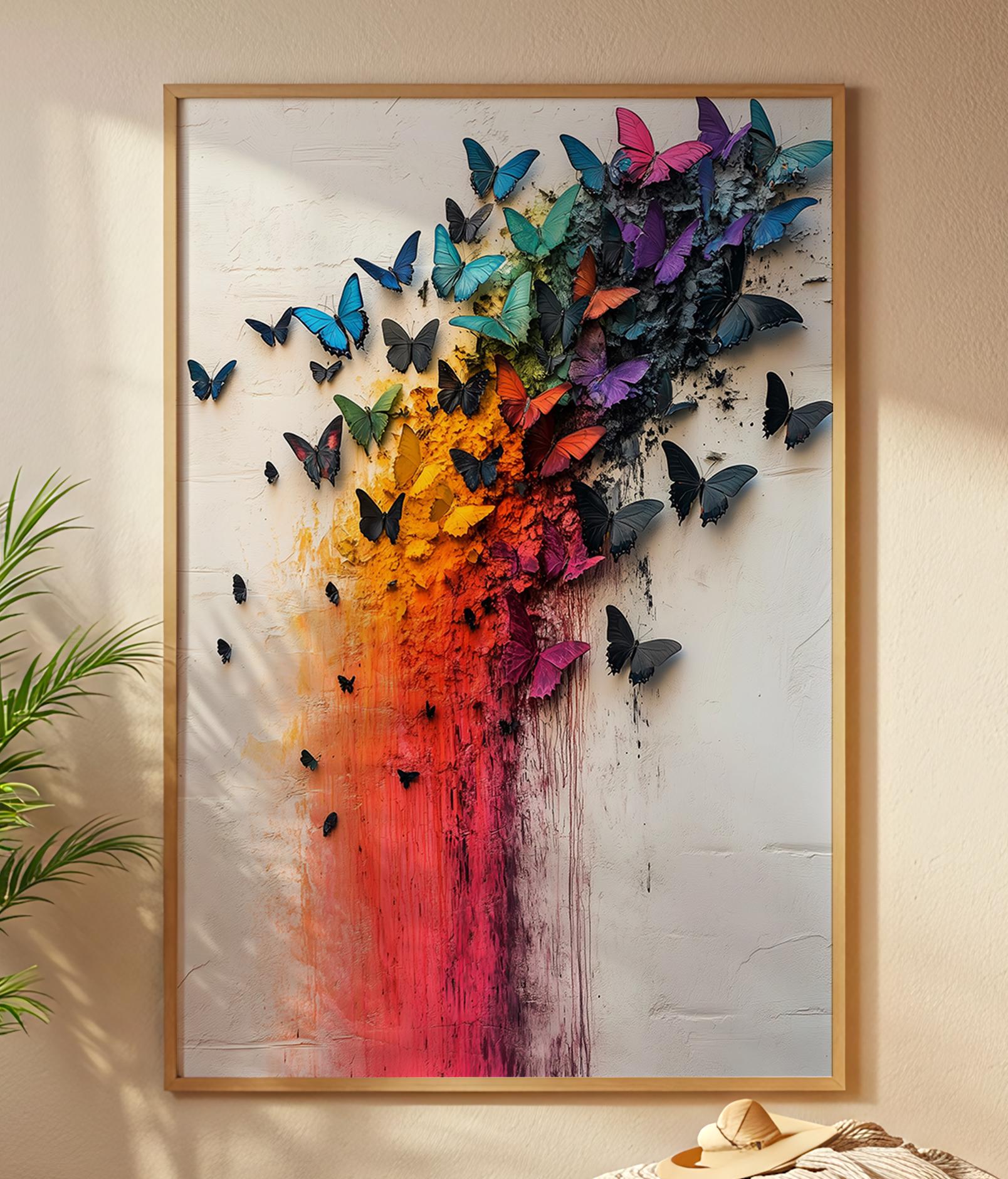 Colorful Butterfly Wall Art Printable, Abstract Rainbow Art (digital ...