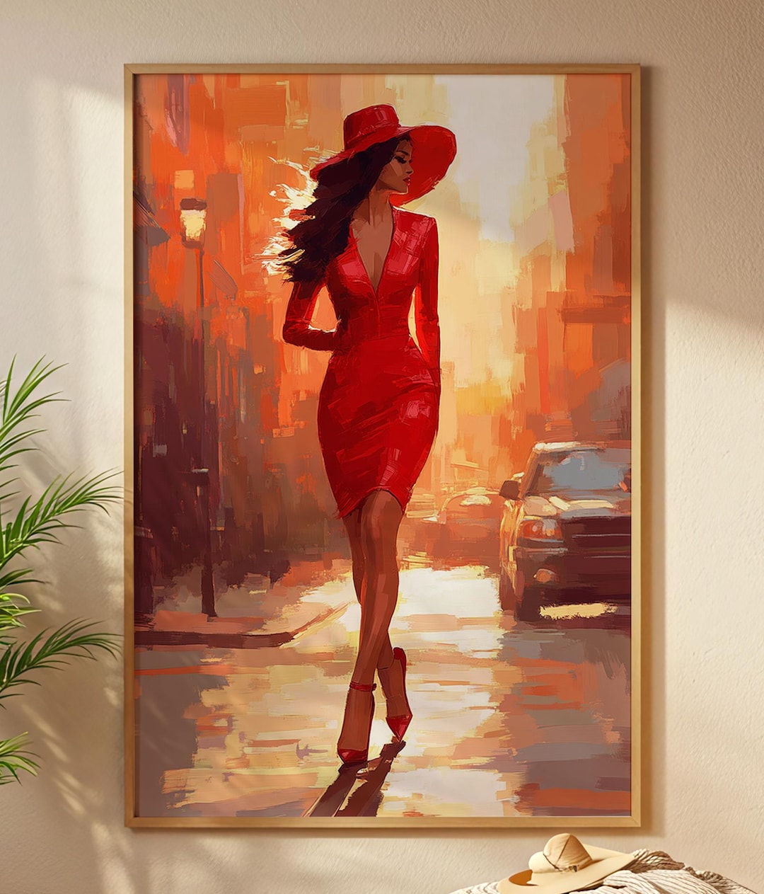 Woman in Red Dress Wall Art Printable, Elegant Fashion Illustration ...