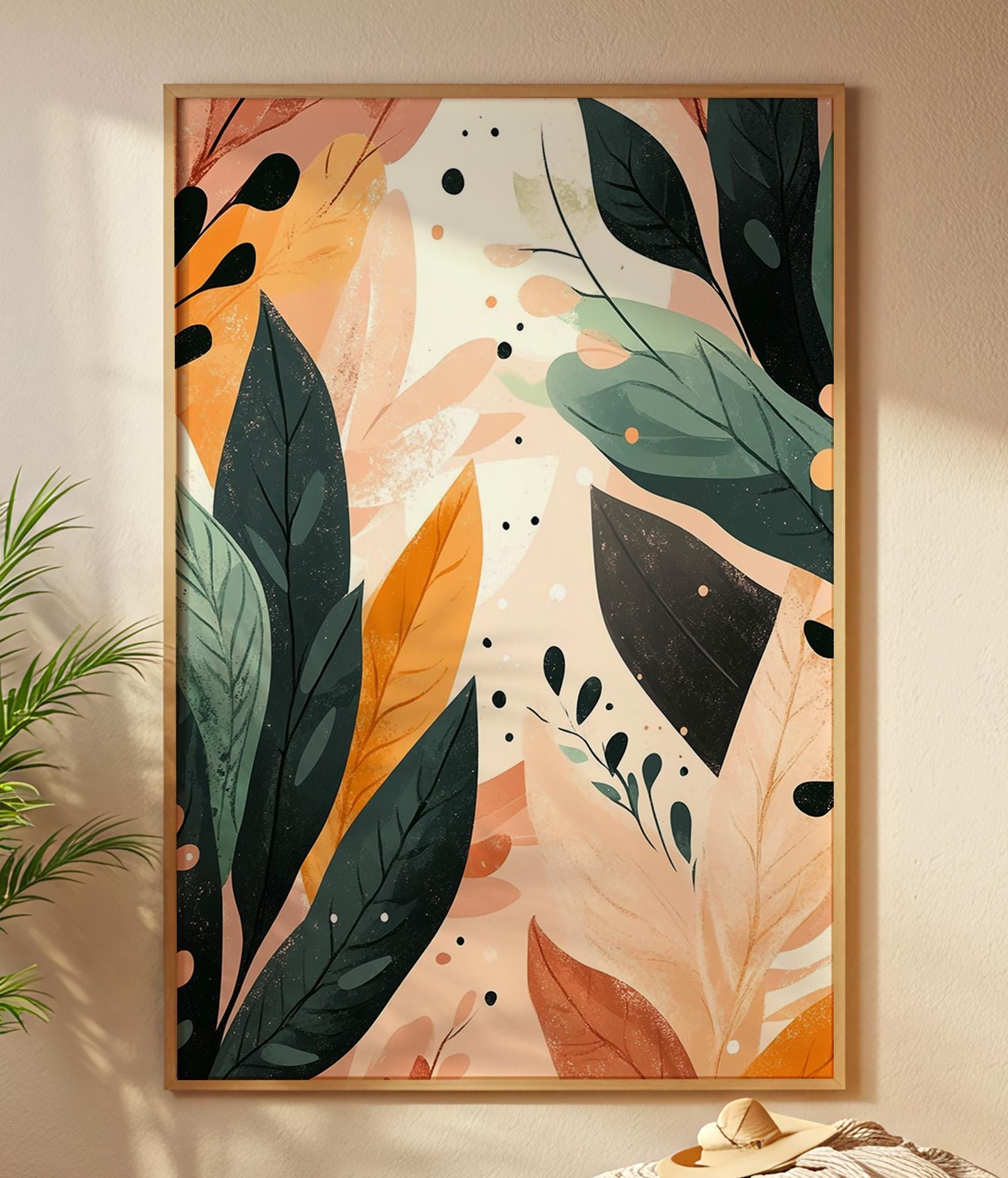 Abstract Botanical Wall Art Printable, Modern Leaf Illustration ...