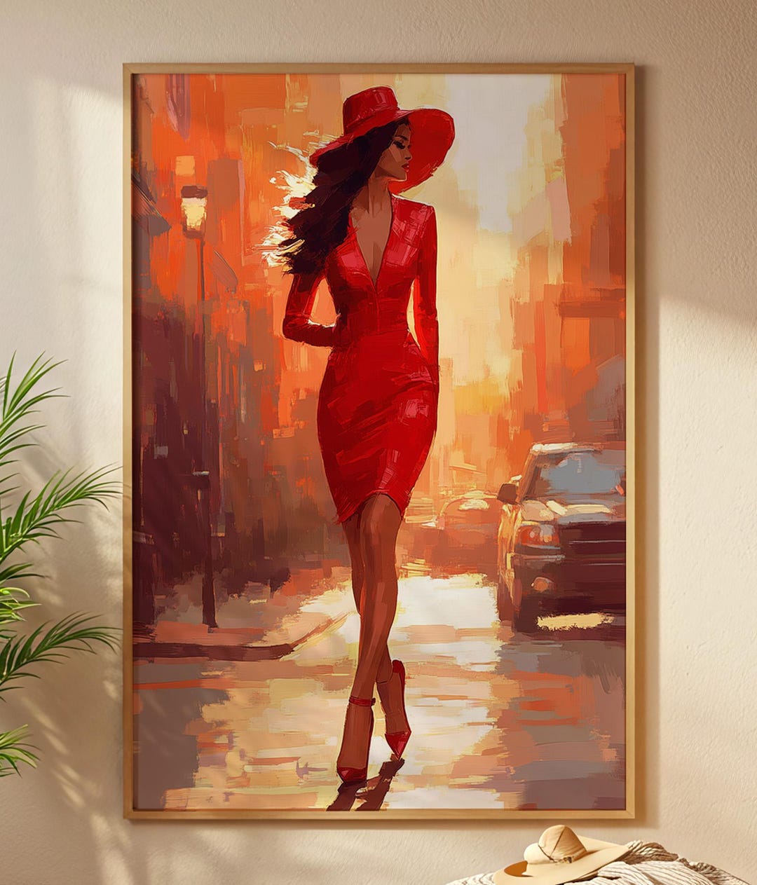 Woman in Red Dress Wall Art Printable, Elegant Fashion Illustration ...