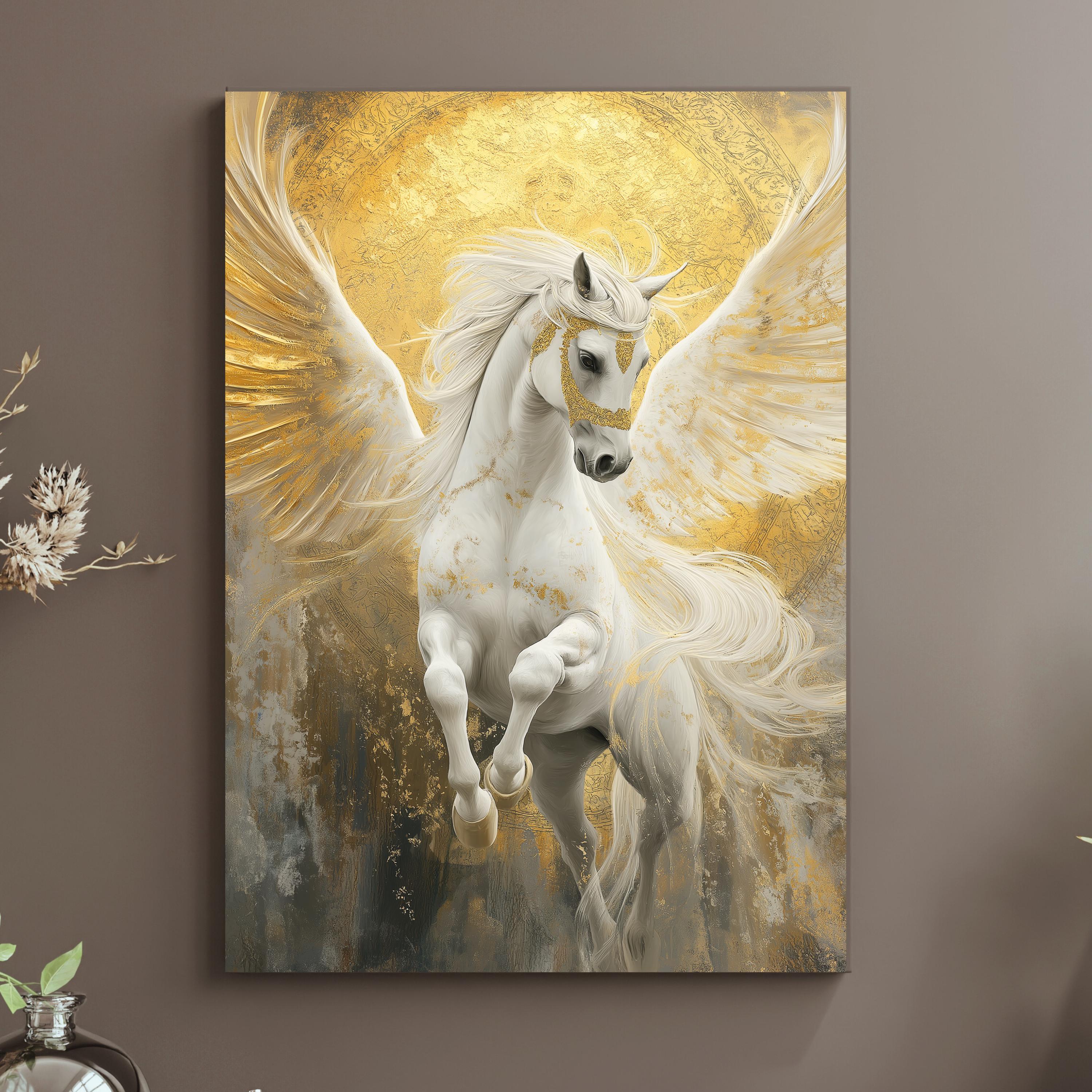 Gold Pegasus Art Print: Mythical Winged Horse (digital Download) - Etsy