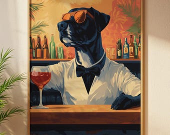 Funny Dog Bartender Art: Comic Style Dog Lover Gift (Digital Download)