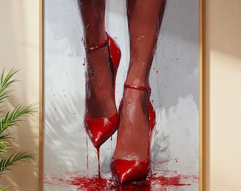 Red High Heels Wall Art Printable, Fashion Shoes Illustration (Digital Download)