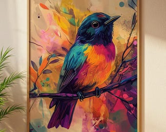 Stampa di uccelli esotici colorati: arte murale ispirata alla natura (download digitale)