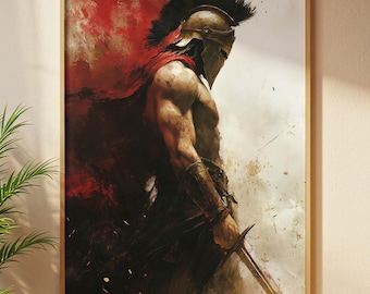 Spartanischer Krieger, Kunstdruck der antiken griechischen Mythologie (Digitaler Download)