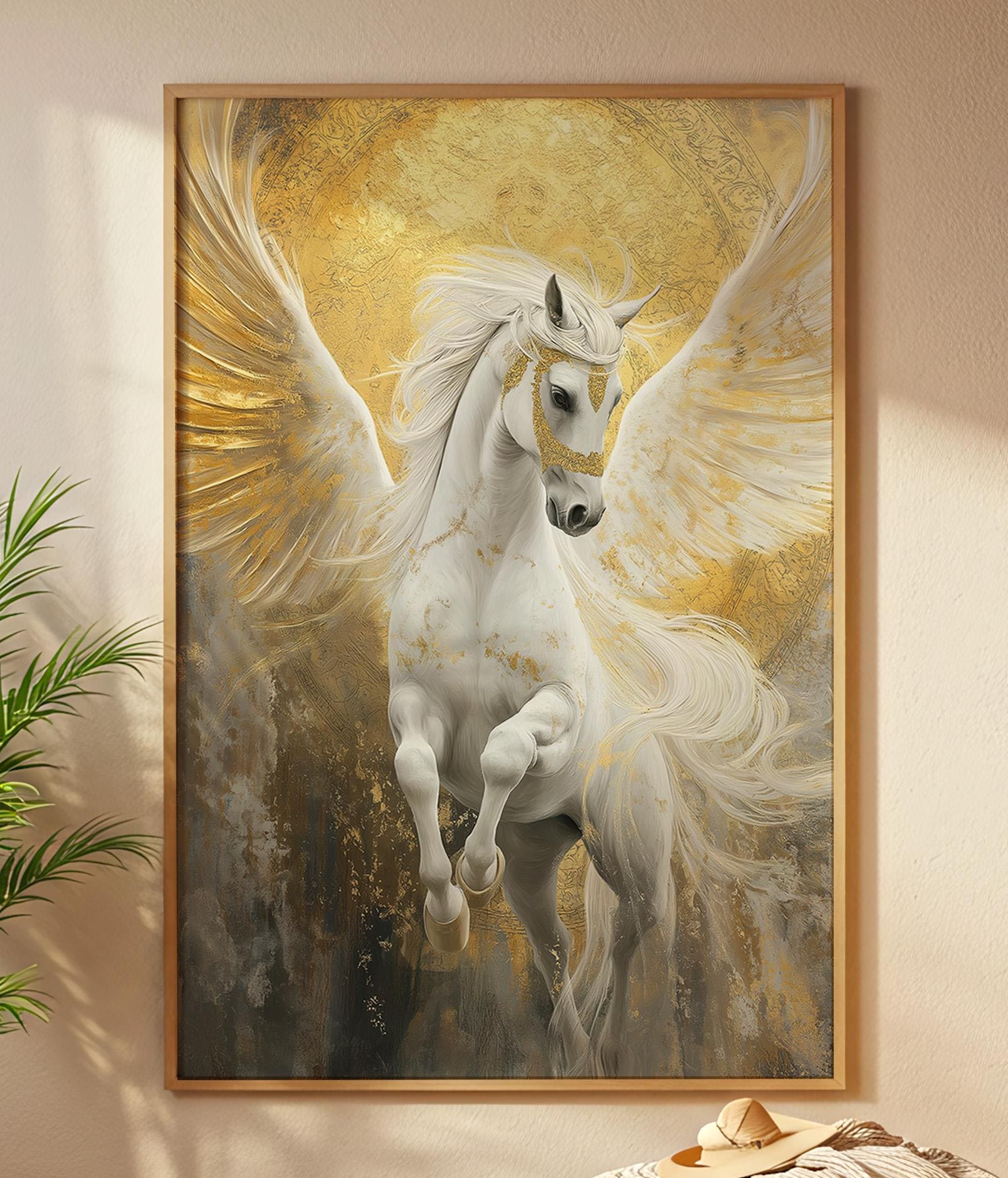 Gold Pegasus Art Print: Mythical Winged Horse (digital Download) - Etsy