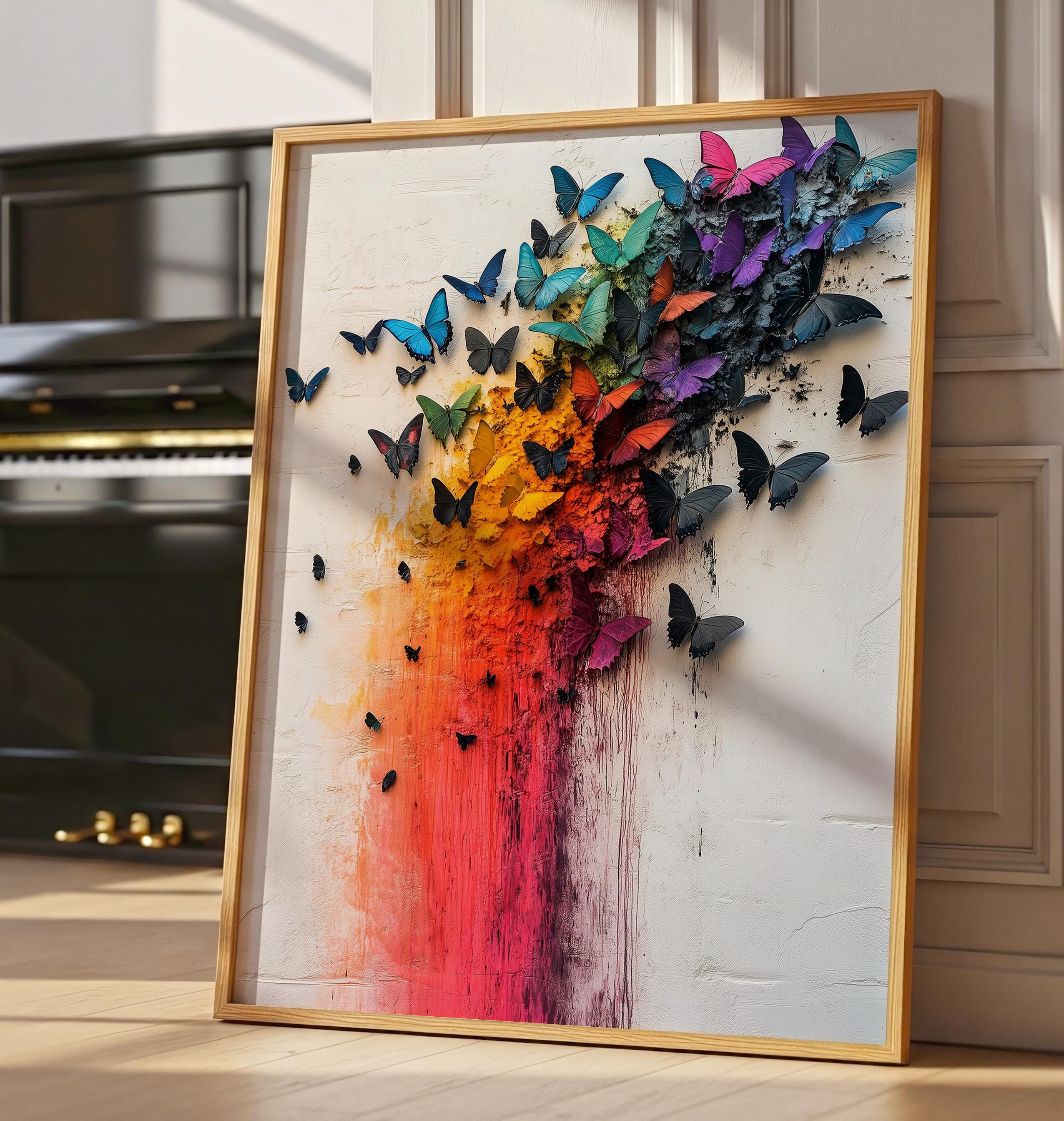 Colorful Butterfly Wall Art Printable, Abstract Rainbow Art (digital ...
