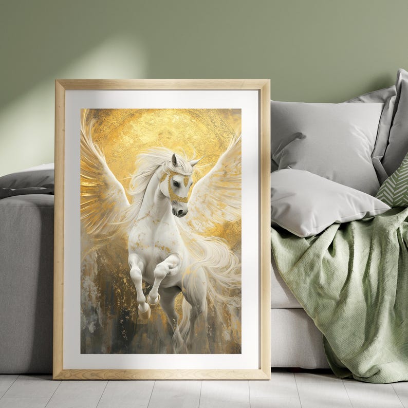 Gold Pegasus Art Print: Mythical Winged Horse (digital Download) - Etsy