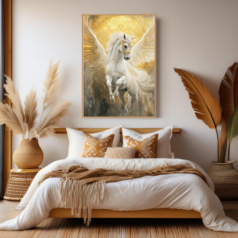 Gold Pegasus Art Print: Mythical Winged Horse (digital Download) - Etsy
