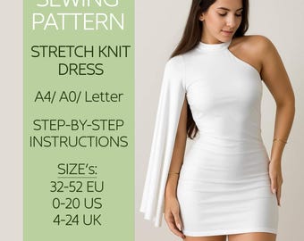 Bodycon Dress Pattern | Mini Dress Sewing Pattern| Asymmetrical Dress Pattern| One Sleeve Dress Pattern| Sewing Pattern | PDF women pattern