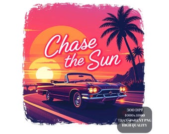 Chase the Sun Retro Vintage T-Shirt | Aesthetic Boho Sun Graphic Tee | Summer Vibes Shirt | Beach Hippie Festival Gift Idea