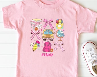 Personalized Back To School Girls Shirt, Custom School Shirts, Girls School Shirt, First Day Of School Tee, School Shirts for Kindergarten
