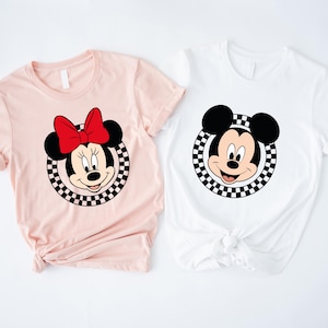 Disney Retro Mickey Minnie  Shirts, Minnie Checkered Shirt, Disneyworld Family Shirts, Mickey Mouse Shirt, Mickey and Minnie Couples Shirt