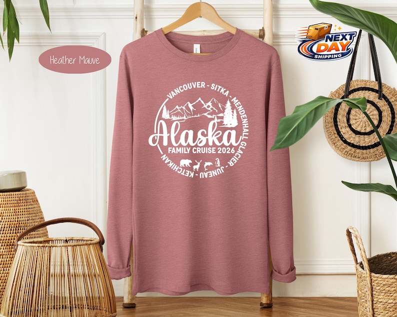 Cozy Custom Alaska Long Sleeve Shirt, Alaska Cruise Long Sleeve Unisex Youth Toddler Long Sleeve Shirt,Personalized 2026 Alaska Cruise Shirt image 3