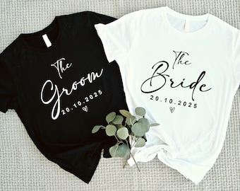 Personalized Bride and Groom Shirts, Custom Honeymoon Shirts, Gift for Bride and Groom, Wedding Shirt, Just Married Shirt, Engagement Shirt