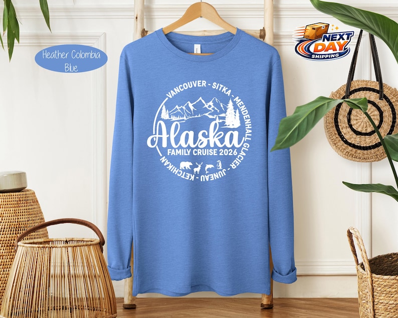 Cozy Custom Alaska Long Sleeve Shirt, Alaska Cruise Long Sleeve Unisex Youth Toddler Long Sleeve Shirt,Personalized 2026 Alaska Cruise Shirt image 6