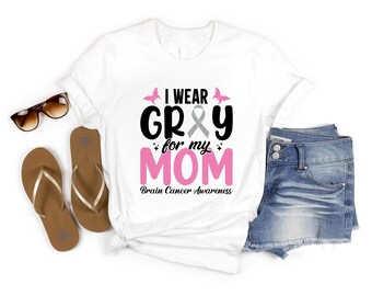 Brain Cancer Awareness Shirt, I Wear Gray For My Mom, Cancer Support Sweater