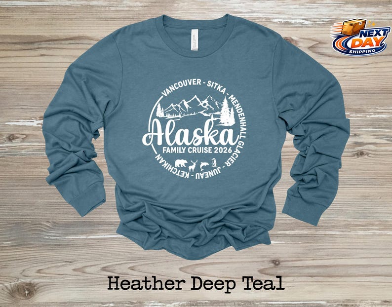 Cozy Custom Alaska Long Sleeve Shirt, Alaska Cruise Long Sleeve Unisex Youth Toddler Long Sleeve Shirt,Personalized 2026 Alaska Cruise Shirt image 1