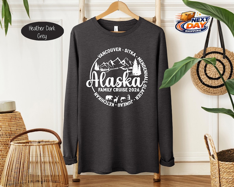 Cozy Custom Alaska Long Sleeve Shirt, Alaska Cruise Long Sleeve Unisex Youth Toddler Long Sleeve Shirt,Personalized 2026 Alaska Cruise Shirt image 4