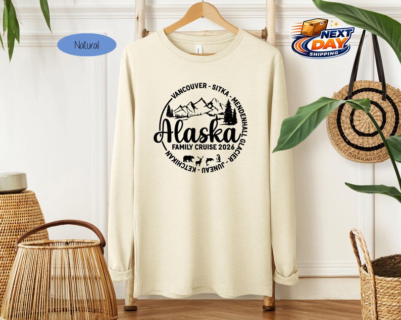 Cozy Custom Alaska Long Sleeve Shirt, Alaska Cruise Long Sleeve Unisex Youth Toddler Long Sleeve Shirt,Personalized 2026 Alaska Cruise Shirt image 5