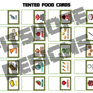Printable Mine Inspired Food Labels – Tented Buffet Cards, Pixel Art TNT Snack Table Decorations Gaming Birthday Party Supplies A4 Set of 20