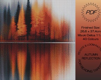 Patrón de cuentas Autumn Reflection | Diseño Peyote & Loom | Patrón Lupo Tapestry | Miyuki Delica 11/0 | Tutorial en PDF para descarga digital