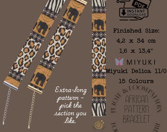 Patrón africano moderno de telar de cuentas, pulsera de telar peyote, patrón elegante de telar – Descarga PDF | Gargantilla Miyuki Delica 11/0