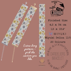 Dandelions Bracelet Modern Bead Loom Patterns Peyote Loom Bracelet Elegant Loom Bracelet choker PDF Download Miyuki Delica 11/0