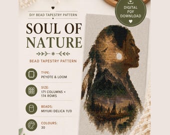 Patrón de tapiz de cuentas de mujeres nativas americanas Patrón de cuentas Diseño de peyote y telar Tapiz Miyuki Delica 11/0 Descarga digital PDF