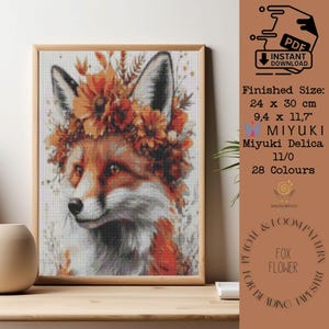 Fox Flower Miyuki delica bead loom patterns tapestry pattern  PDF Miyuki Delica Peyote Tapestry Beadweaving Tutorial Beading Design