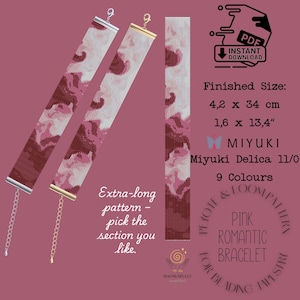 Bead Loom Pattern Bracelet |Peyote Loom – Digital Download | Miyuki Delica 11/0 | Pink Floral Romantic Flower Sakura