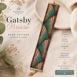 Gatsby 20er  Bracelet Modern Bead Loom Patterns Peyote Bracelet Elegantes  Armband choker PDF Download  Miyuki Delica 11/0