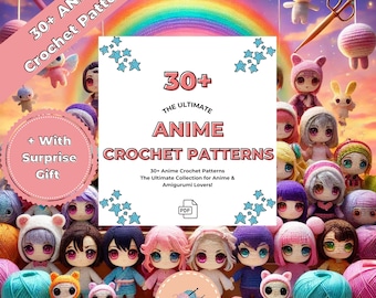30+ Padrões de Crochê de Amigurumi de Anime - Pacote de Crochê em PDF | Padrão de Amigurumi Fácil e Bonito para Iniciantes | Crochê de Anime Japonês
