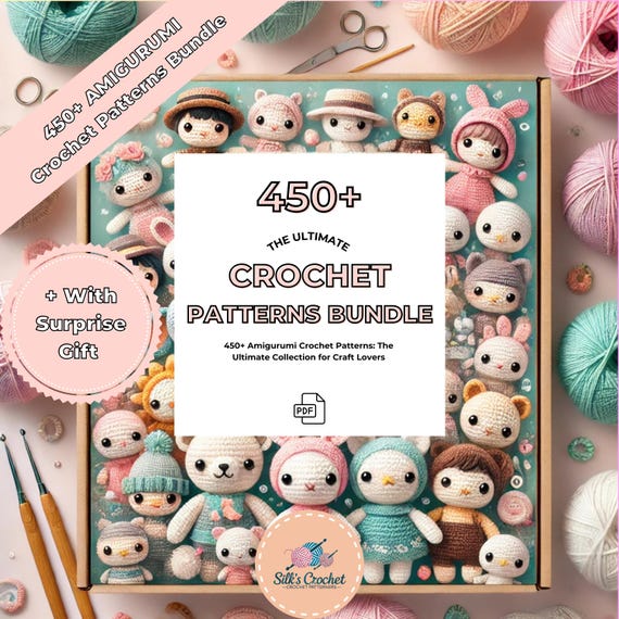 450 Amigurumi Crochet Patterns - PDF Crochet Bundle | Cute - Easy Amigurumi | Beginner Amigurumi Pattern | Holiday & Seasonal Crochet Ebook