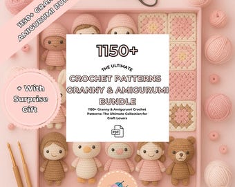 1150 Crochet Patterns PDF - Granny Square & Amigurumi Designs | Cute Blanket,  Crochet Toy Collection  | Ultimate Crochet Pattern Bundle
