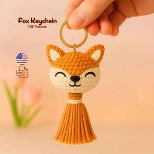 Schema portachiavi volpe all'uncinetto - PDF Amigurumi volpe / Mini portachiavi all'uncinetto / Schema animale per principianti