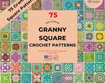 75 Granny Square Patterns , Ultimate Crochet Pattern Bundle, Granny Squares ,Crochet Pattern For Beginners, Instant Digital Download