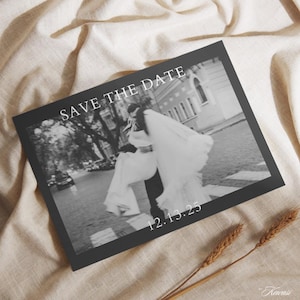 Vintage Film Style Wedding Save the Date Postcard | Elegant 4x6in Design | Customizable Wedding Stationary | Canva Template