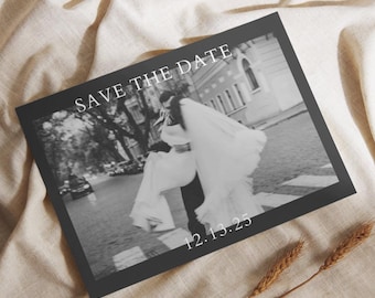 Vintage Film Hochzeit Save the Date Postkarte | 15x10 cm Design |  Anpassbare Canva Vorlage