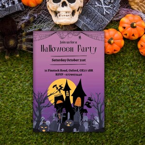 Halloween-Party-Einladung, Halloween-Party einladen - Bearbeitbare Vorlage, gruselige Kinder-Einladungsvorlage, Kürbisparty, Let&#39;s get spooky!