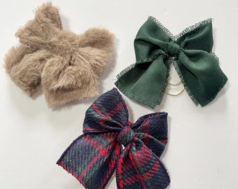 Bow Clip - Green, Plaid & Fur |  Planner lover gift | Journal accessory | Bookmark