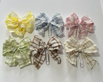 Plaid Bow Clip |  Planner lover gift | Journal accessory | Bookmark