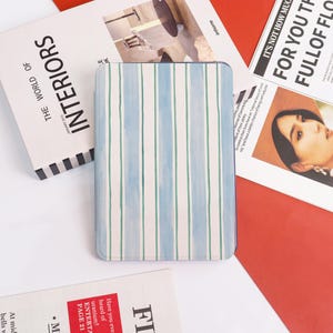Blue White Stripe Kindle Case Cover Sleeve,Kindle PaperWhite 12/11/10th Case,Kindle 6&quot;/6.8&quot;/7&quot;,Personalized Case Gift,Kindle 2024/Colorsoft