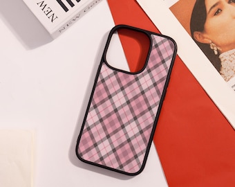 Pink & Black Plaid Soft iPhone Case,Cover for iPhone 17 16 15 14 13 12,iPhone Pro SE X Xs XR Plus Mini Case,iPhone Air/16e,Personalized Gift