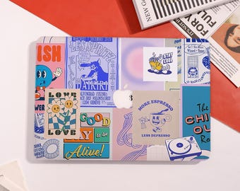 Retro Positive Vibe Collage MacBook Case,Cover for Apple Laptop Pro 14 A3434 (M5),Mac Air 11/13/15" Case,Custom MacBook Pro 16/15/13",Gift