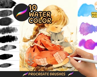 Procreate Brushes: Watercolor Wonders, 10 Realistic Brushes with Authentic Textures for Any Art Style