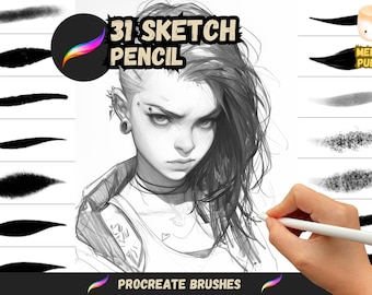 Pinceles para Procreate: bocetos y garabatos, 40 pinceles de lápiz para anime, manga, cómics y todos los estilos artísticos