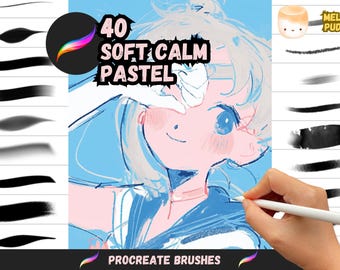 Procreate Brushes: Soft Artistry Set, 40 Brushes for Sketching, Lineart, Coloring, and Texturing in a Soft Aesthetic Style