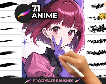Procreate Brushes: Anime All-Arounder Set, 71 Brushes for Sketching, Doodling, Lineart, Nature, and Character Creation